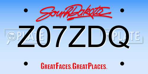 Z07ZDQ South Dakota License Plate