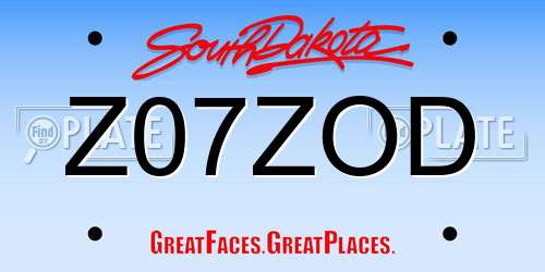 Z07ZOD South Dakota License Plate
