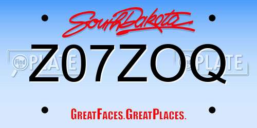 Z07ZOQ South Dakota License Plate