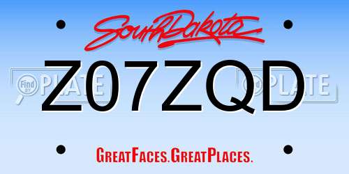 Z07ZQD South Dakota License Plate