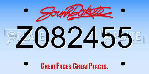 Z082455 South Dakota License Plate