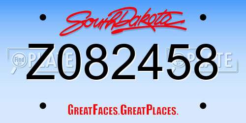 Z082458 South Dakota License Plate