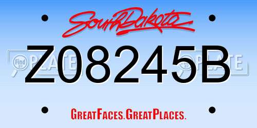 Z08245B South Dakota License Plate