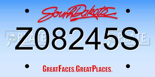 Z08245S South Dakota License Plate
