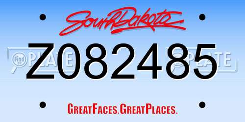 Z082485 South Dakota License Plate