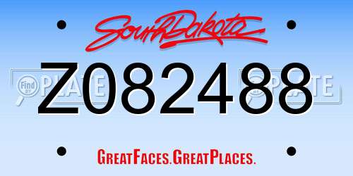 Z082488 South Dakota License Plate
