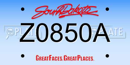 Z0850A South Dakota License Plate