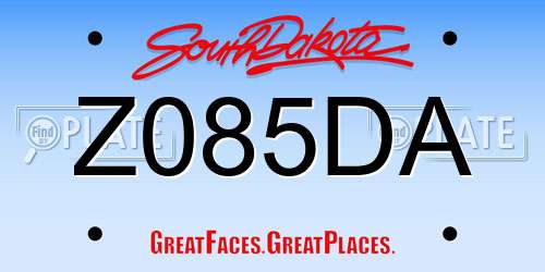 Z085DA South Dakota License Plate