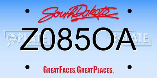 Z085OA South Dakota License Plate