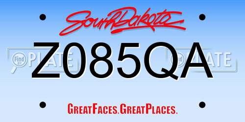 Z085QA South Dakota License Plate