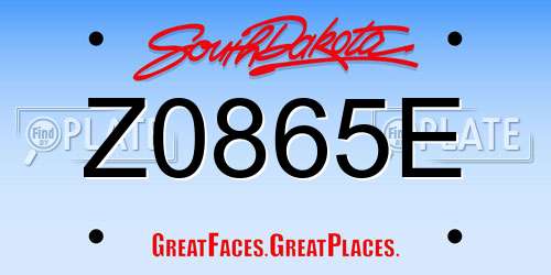 Z0865E South Dakota License Plate