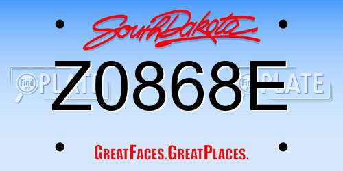 Z0868E South Dakota License Plate