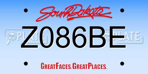 Z086BE South Dakota License Plate