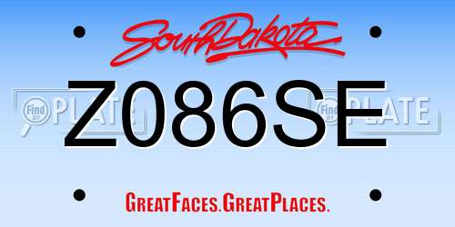 Z086SE South Dakota License Plate