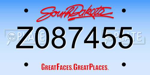 Z087455 South Dakota License Plate