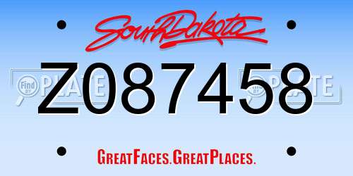 Z087458 South Dakota License Plate