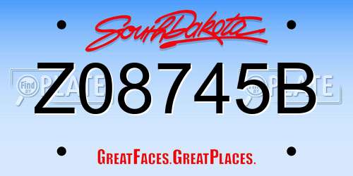 Z08745B South Dakota License Plate