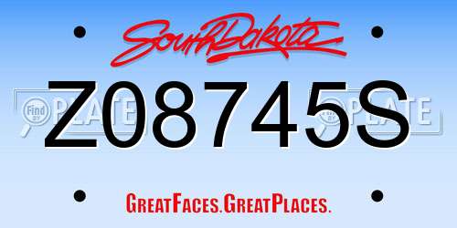 Z08745S South Dakota License Plate