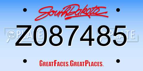Z087485 South Dakota License Plate