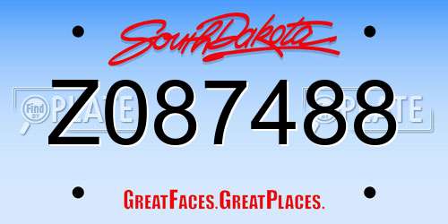 Z087488 South Dakota License Plate