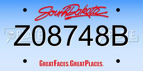 Z08748B South Dakota License Plate