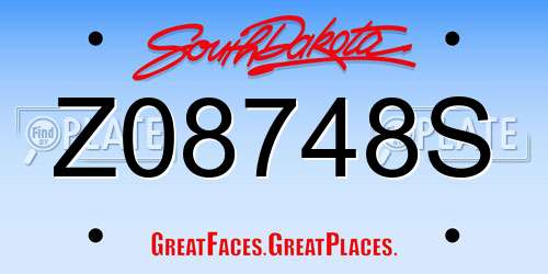 Z08748S South Dakota License Plate