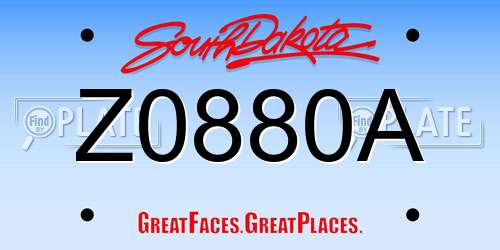 Z0880A South Dakota License Plate