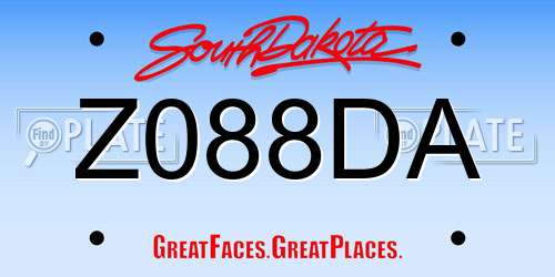 Z088DA South Dakota License Plate