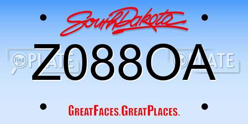 Z088OA South Dakota License Plate