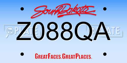 Z088QA South Dakota License Plate