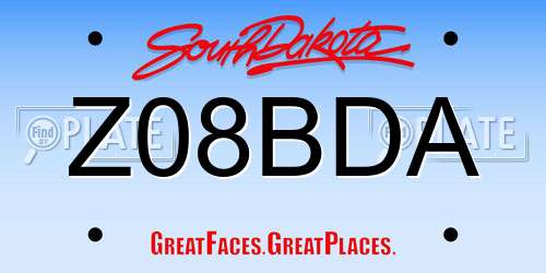 Z08BDA South Dakota License Plate