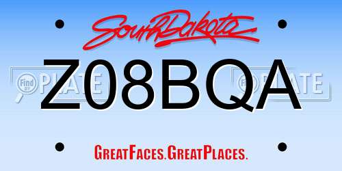 Z08BQA South Dakota License Plate
