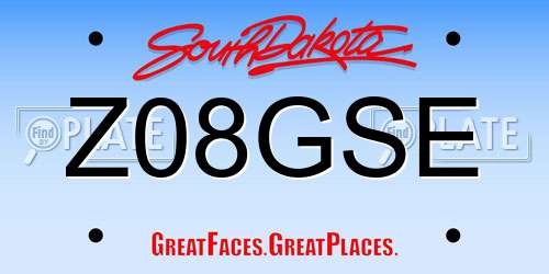 Z08GSE South Dakota License Plate