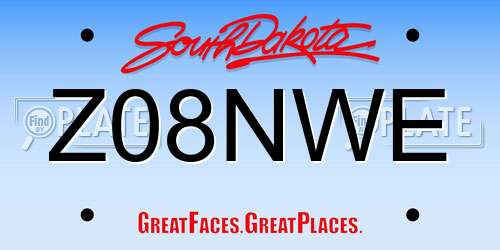 Z08NWE South Dakota License Plate