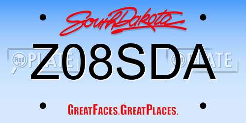 Z08SDA South Dakota License Plate