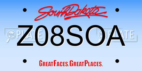 Z08SOA South Dakota License Plate