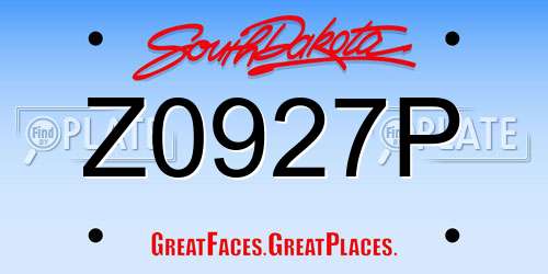 Z0927P South Dakota License Plate