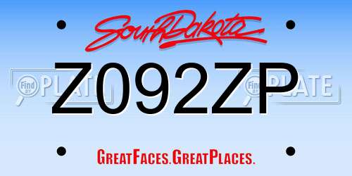 Z092ZP South Dakota License Plate