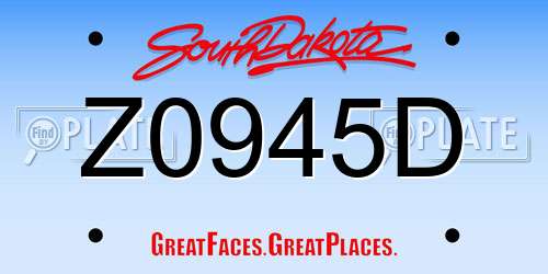 Z0945D South Dakota License Plate