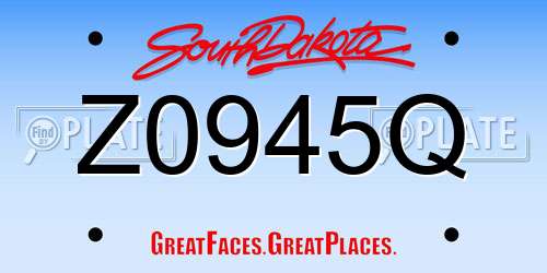 Z0945Q South Dakota License Plate
