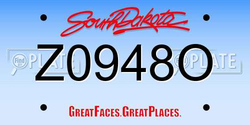 Z0948O South Dakota License Plate