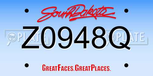 Z0948Q South Dakota License Plate