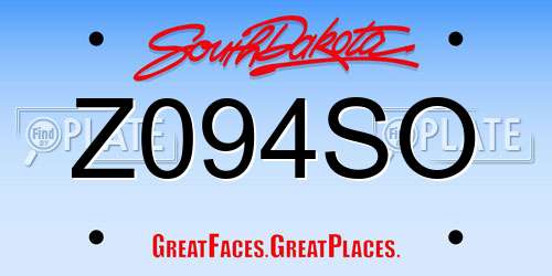 Z094SO South Dakota License Plate