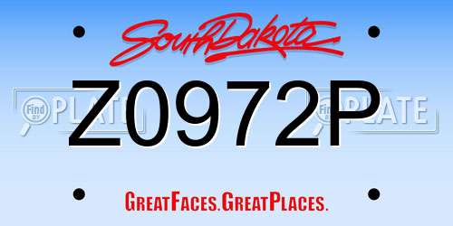 Z0972P South Dakota License Plate