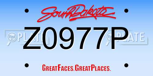Z0977P South Dakota License Plate