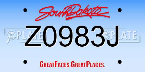 Z0983J South Dakota License Plate