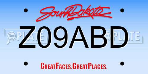 Z09ABD South Dakota License Plate