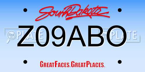 Z09ABO South Dakota License Plate