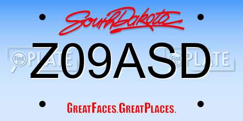 Z09ASD South Dakota License Plate