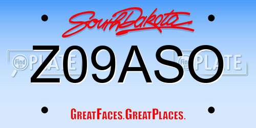 Z09ASO South Dakota License Plate